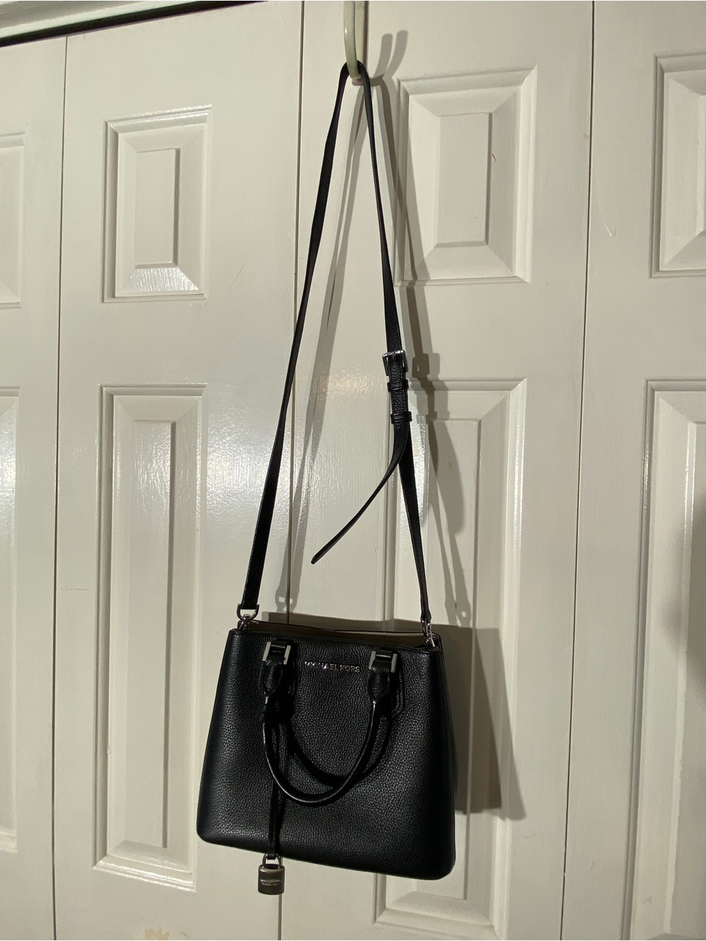Michael Kors Black Pebbled Leather Tote with Crossbody Strap